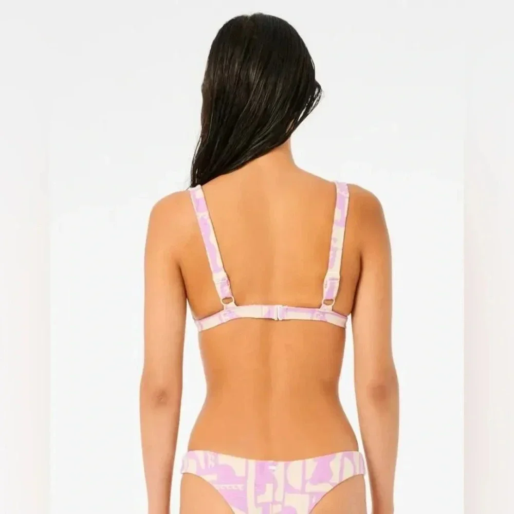 Rip Curl New Wave Fixed Tri Bikini Top & Hi Leg Skimpy Bottoms, violet - Picture 7 of 15